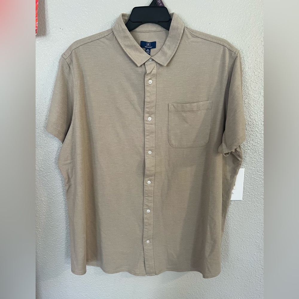George Men's Casual Tan Button Down Shirt